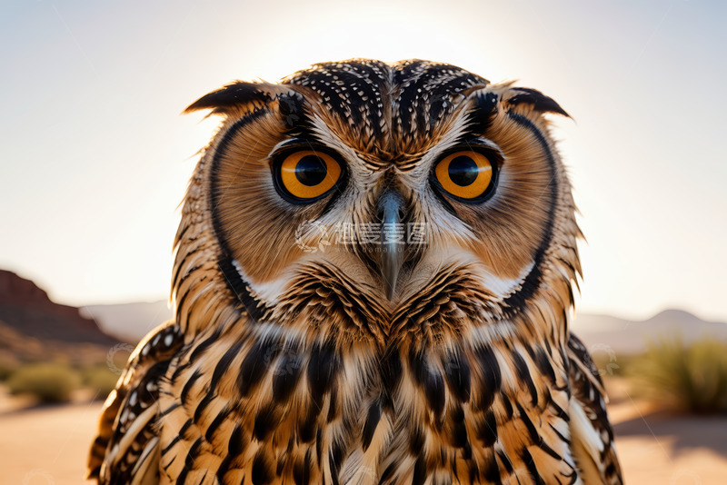 高清大图下载【趣麦麦图】特写猫头鹰眼神专注画面