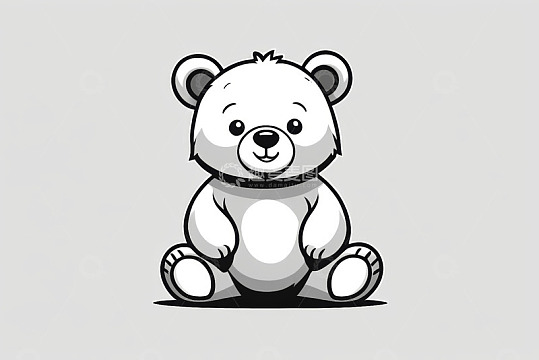 卡通小熊坐姿插图