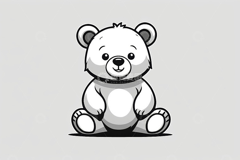 卡通小熊坐姿插图