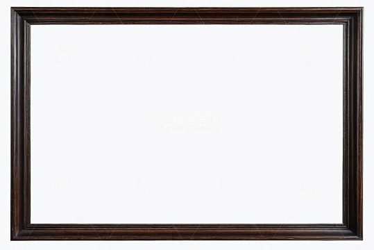 深色木质相框白色背景素材