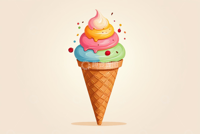 高清大图下载【趣麦麦图】多彩冰淇淋甜筒