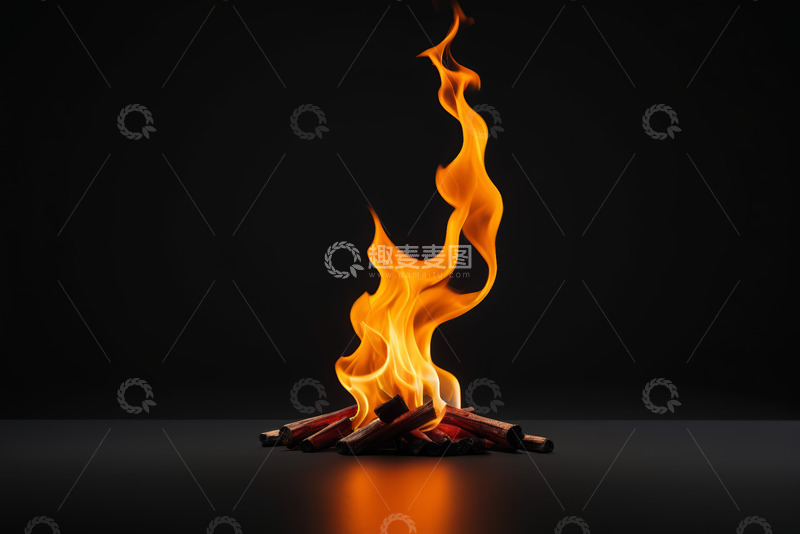 高清大图下载【趣麦麦图】黑色背景下燃烧的火焰