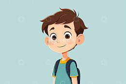 背着书包的卡通男孩形象