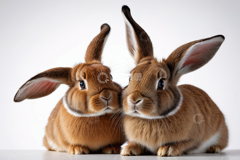 高清大图下载【趣麦麦图】两只可爱兔子特写