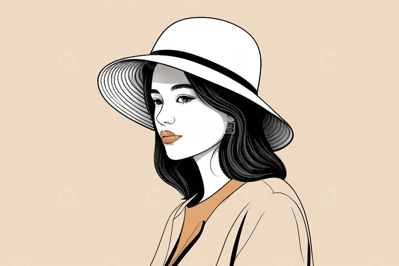 高清大图下载【趣麦麦图】戴帽女孩侧身艺术形象