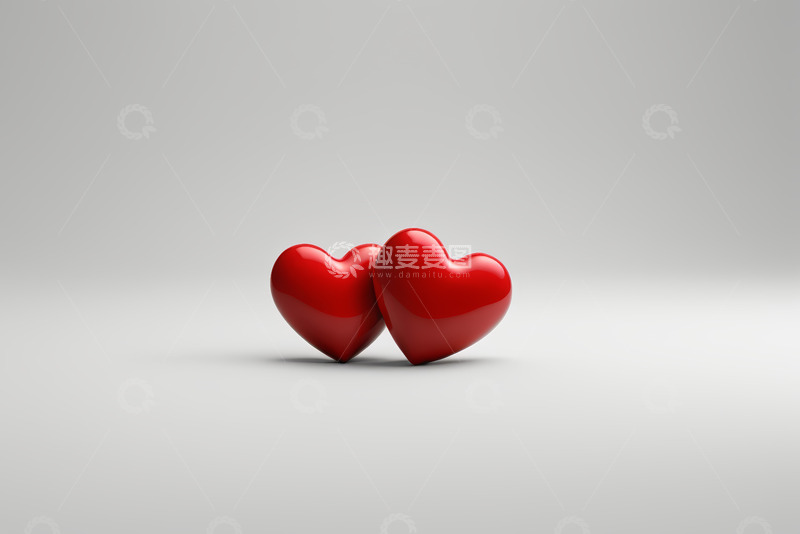 高清大图下载【趣麦麦图】两颗红色爱心摆放在一起