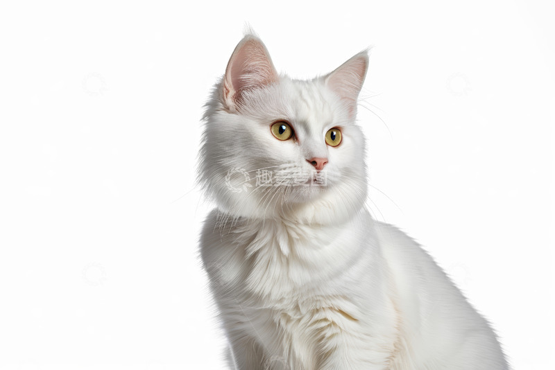 高清大图下载【趣麦麦图】白色猫咪转头特写素材