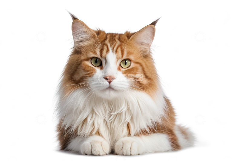 高清大图下载【趣麦麦图】缅因猫正面趴卧特写