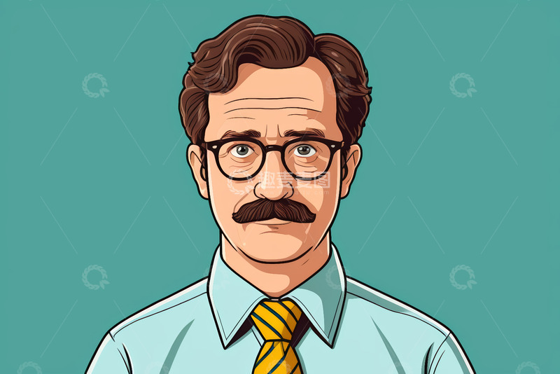 高清大图下载【趣麦麦图】戴眼镜留胡子的男性肖像