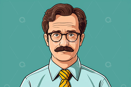 戴眼镜留胡子的男性肖像