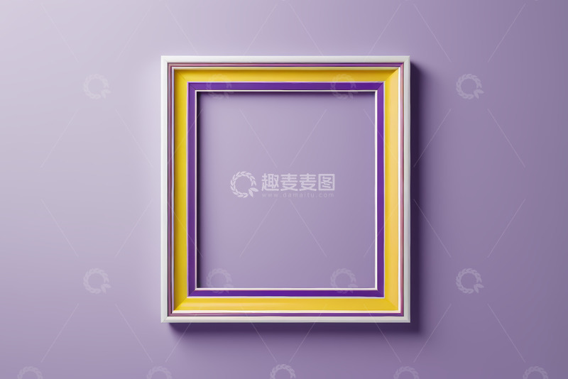高清大图下载【趣麦麦图】紫色背景上的彩色立体框架