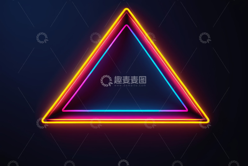 高清大图下载【趣麦麦图】发光三角形霓虹灯背景