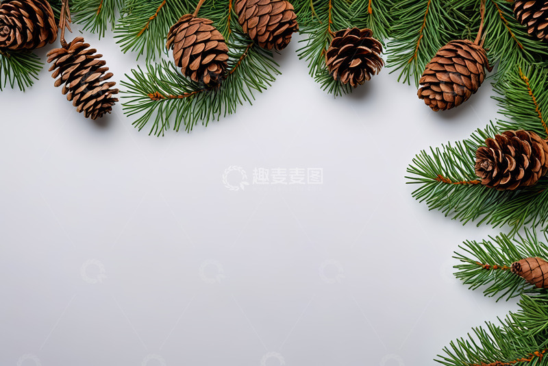 高清大图下载【趣麦麦图】松枝松果装饰背景