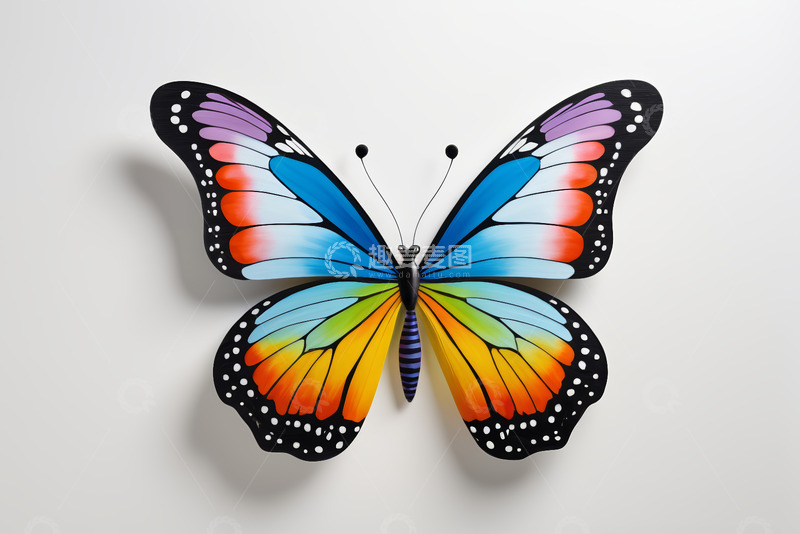 高清大图下载【趣麦麦图】彩色蝴蝶微距特写素材