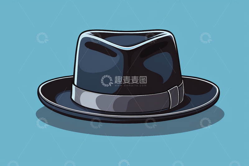高清大图下载【趣麦麦图】卡通风格黑色绅士帽素材