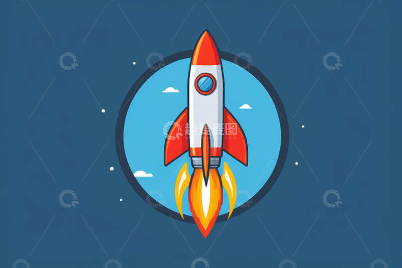 高清大图下载【趣麦麦图】发射中的卡通火箭插画