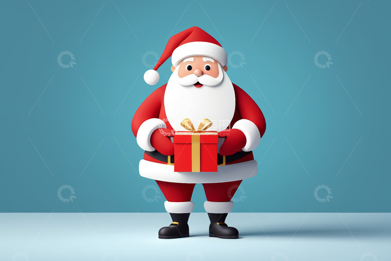 高清大图下载【趣麦麦图】圣诞老人手持礼物形象