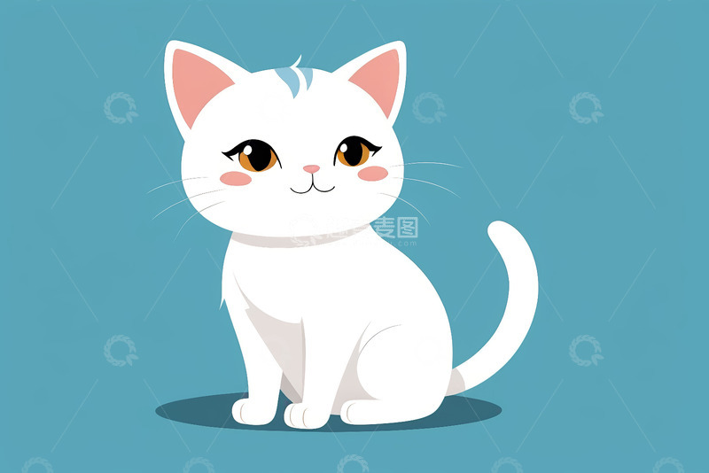 高清大图下载【趣麦麦图】可爱白色卡通猫咪形象