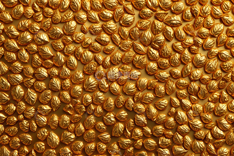 高清大图下载【趣麦麦图】金色叶子状物体密集排列画面