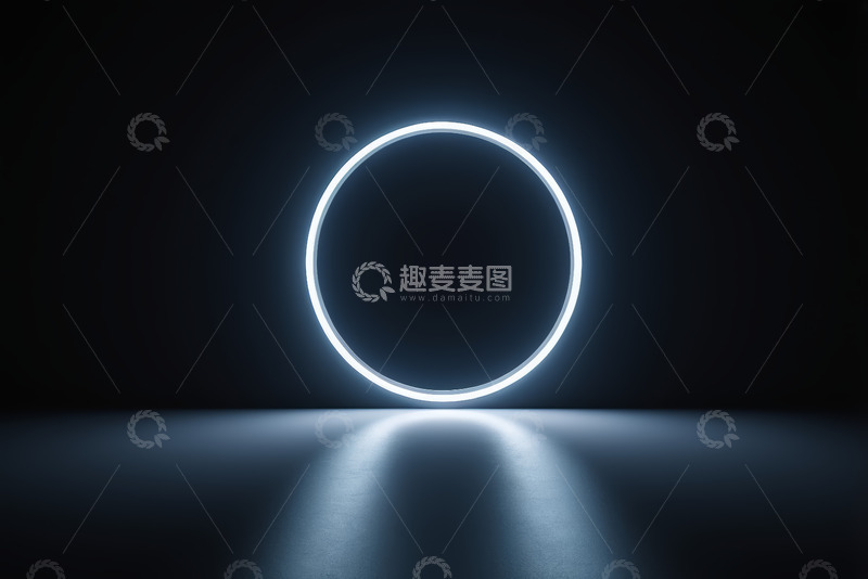 高清大图下载【趣麦麦图】黑色背景中的发光圆环