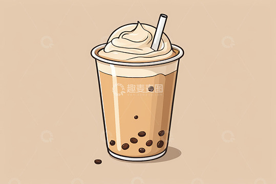 卡通风格珍珠奶茶插画