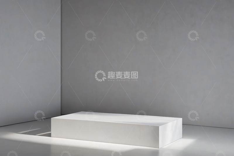 高清大图下载【趣麦麦图】白色立方体展示台室内场景