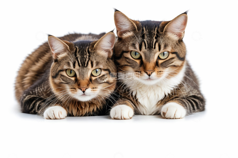 高清大图下载【趣麦麦图】两只猫咪趴卧特写素材