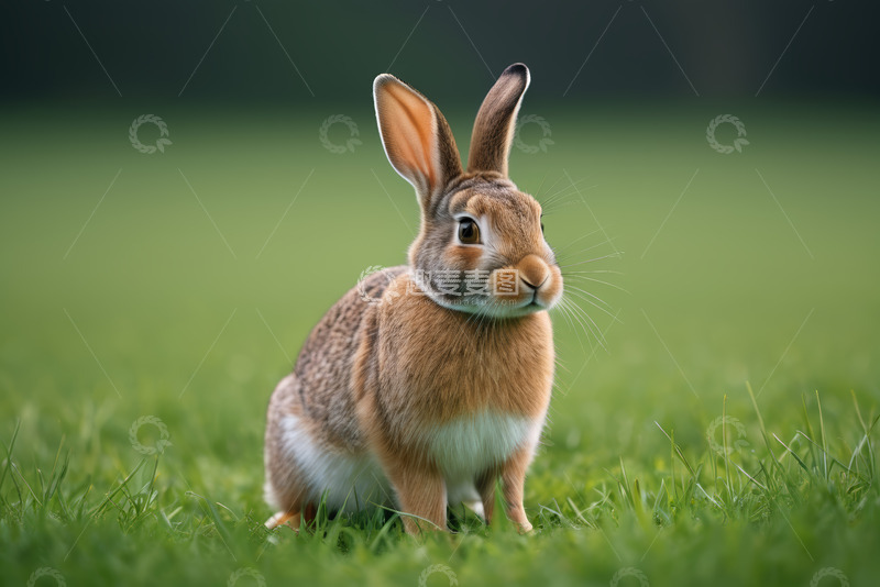 高清大图下载【趣麦麦图】草地上坐着的棕色兔子