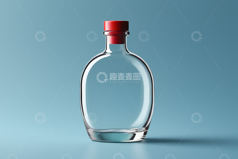 高清大图下载【趣麦麦图】蓝色背景透明玻璃瓶