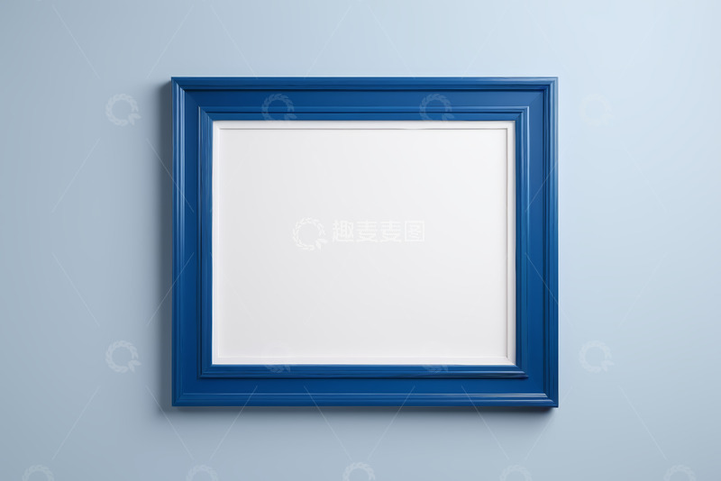 高清大图下载【趣麦麦图】蓝色框架挂于浅色背景