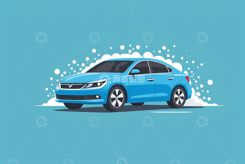 高清大图下载【趣麦麦图】蓝色轿车动画素材