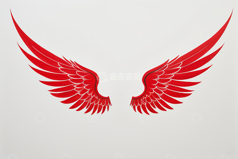高清大图下载【趣麦麦图】红色翅膀图案设计素材