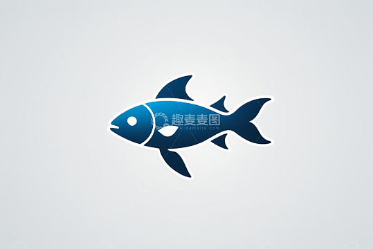 蓝色鱼形图标设计素材