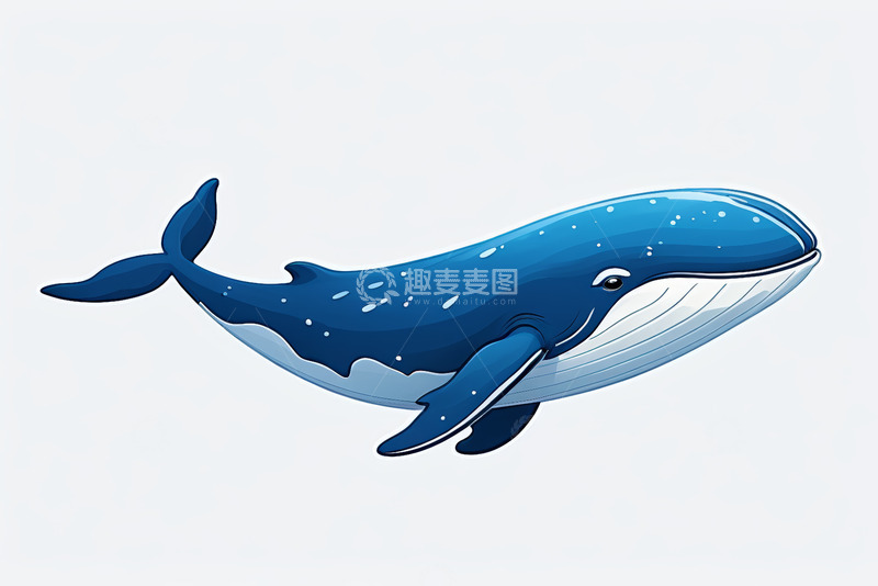 高清大图下载【趣麦麦图】蓝色卡通鲸鱼插画
