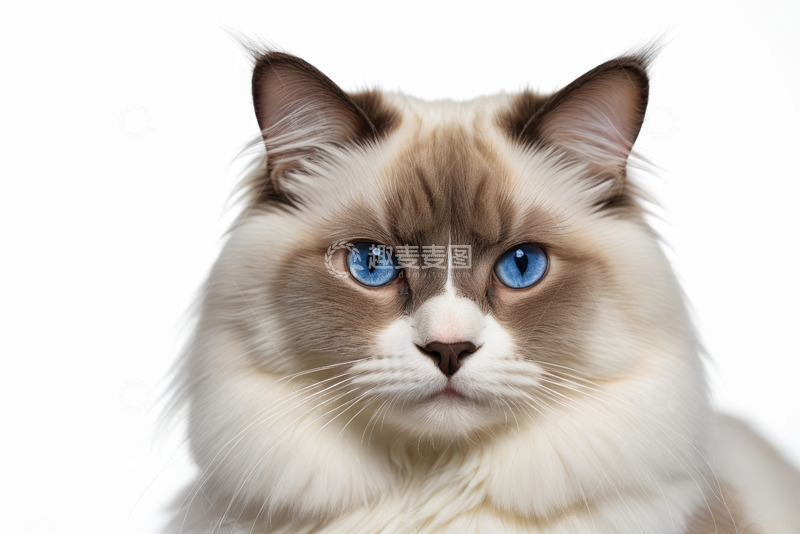 高清大图下载【趣麦麦图】蓝眼长毛猫特写