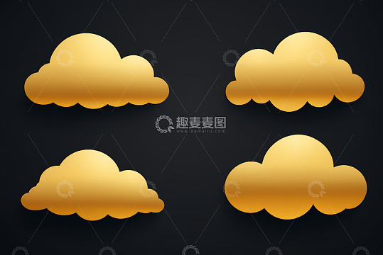 黑色背景金色云朵素材