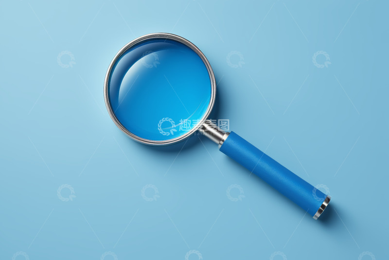 高清大图下载【趣麦麦图】蓝色背景上的放大镜素材