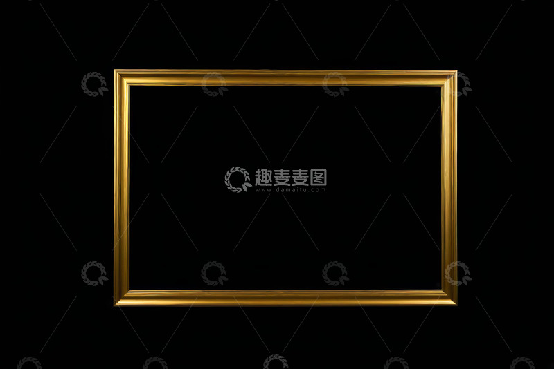 高清大图下载【趣麦麦图】黑色背景金色画框