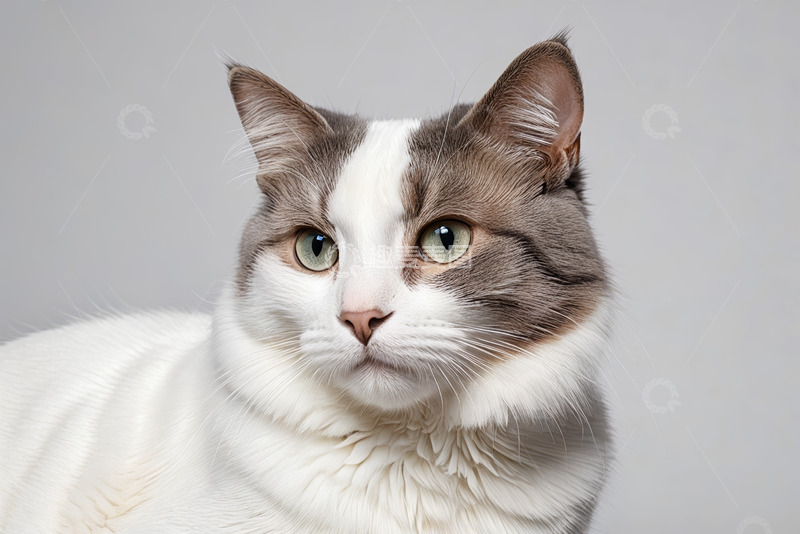 高清大图下载【趣麦麦图】灰白相间猫咪特写