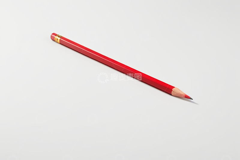 高清大图下载【趣麦麦图】红色铅笔置于白色背景