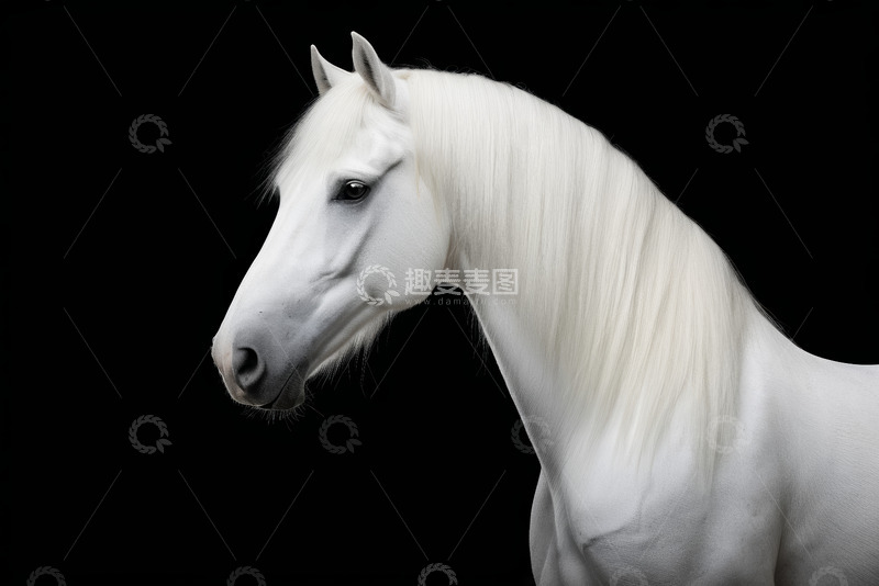 高清大图下载【趣麦麦图】白色骏马特写
