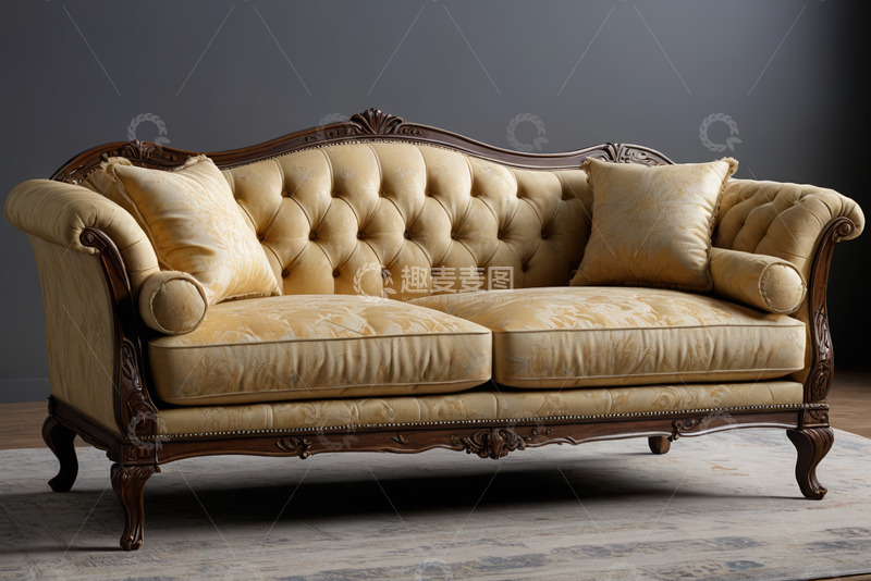 高清大图下载【趣麦麦图】古典风格双人沙发家居素材