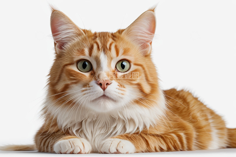 高清大图下载【趣麦麦图】橘色长毛猫趴卧特写