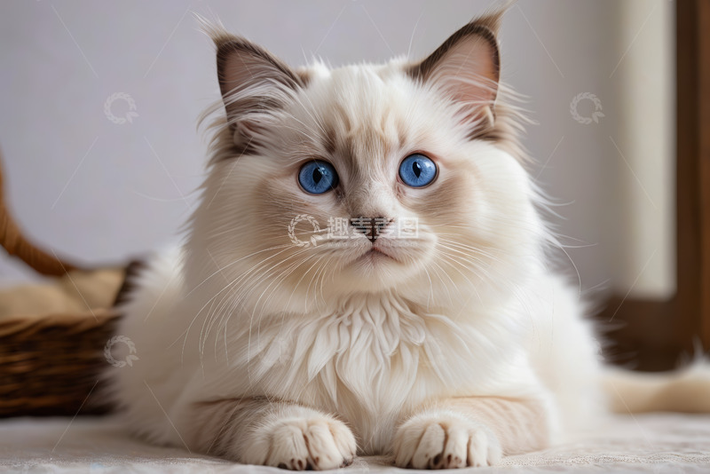 高清大图下载【趣麦麦图】蓝眼长毛猫特写