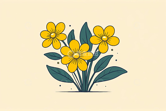 黄色花朵插画图案