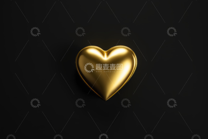 高清大图下载【趣麦麦图】黑色背景上的金色心形图案