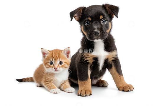 小猫小狗同框特写
