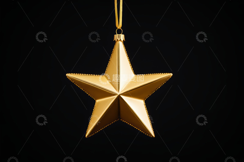 高清大图下载【趣麦麦图】金色星星圣诞装饰挂件