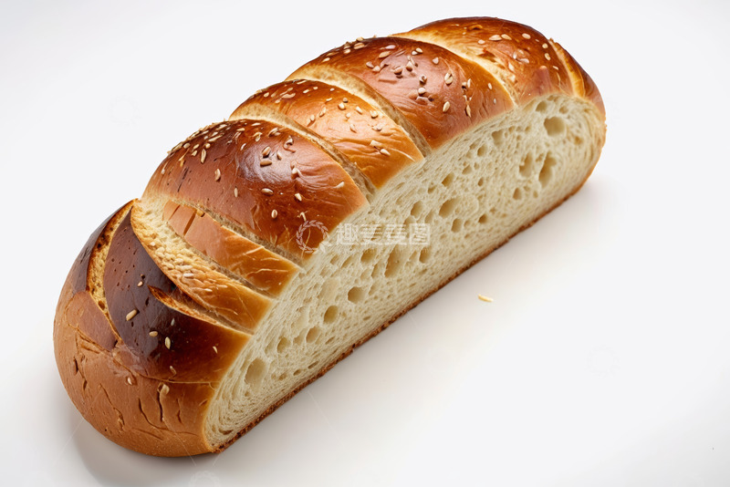 高清大图下载【趣麦麦图】芝麻装饰的长条形面包特写
