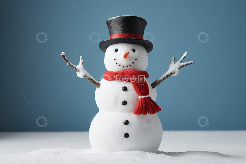 高清大图下载【趣麦麦图】戴帽围巾可爱雪人